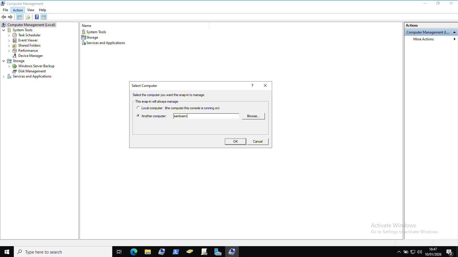 Connexion au serveur Samba